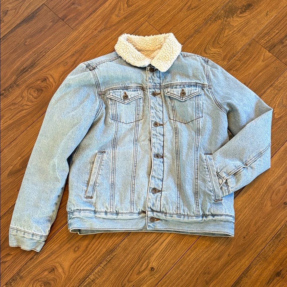RUDE Denim Jacket with Cream Sherpa Lining